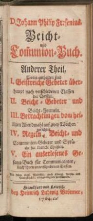 Theil 2: Beicht- und Communion-Buch