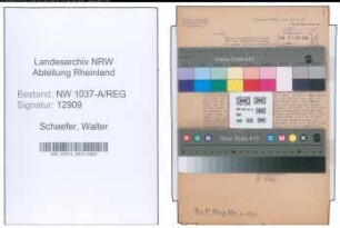 Entnazifizierung Walter Schaefer , geb. 16.01.1902 ()