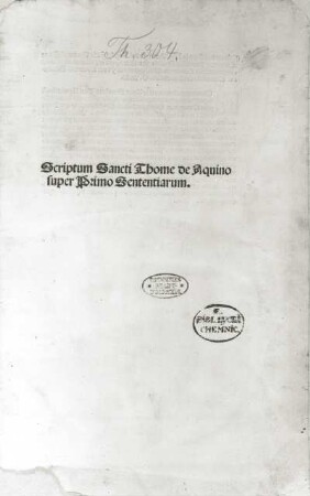 Thomas von Aquin: Summa theologica. P. 1-3. Nürnberg, 1496. Buchdruck. Titelblatt. Dresden: SLUB R 668 J
