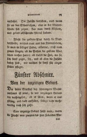 Fünfter Abschnitt. Von der unzeitigen Geburt.
