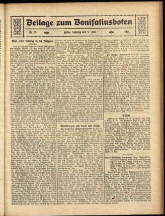 Zweite Ausgabe vom Sonntag, den 09. Juni 1912.