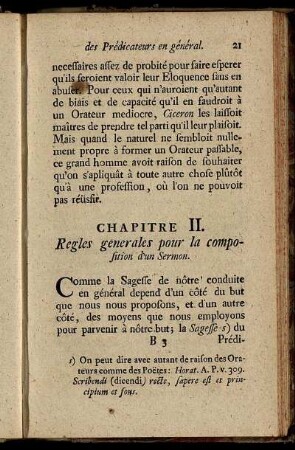 Chapitre II. Regles generales pour la composition d'un Sermon.