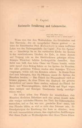 V. Capitel. Rationelle Ernährung und Lebensweise