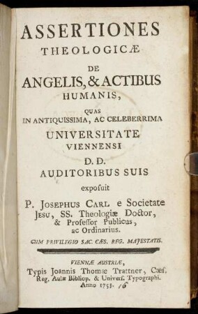 Assertiones Theologicæ De Angelis, & Actibus Humanis