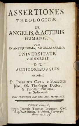 Assertiones Theologicæ De Angelis, & Actibus Humanis