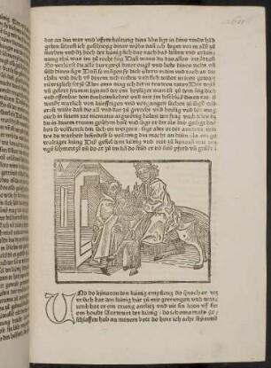 Der weise Kymaron begrüßt König Sedras, der zu Pferd zu ihm gekommen ist; (Kapitel X: Von König Sedras).