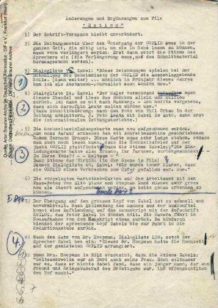 Liste mit Filmänderungen