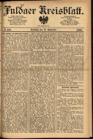 Ausgabe vom Dienstag, den 13. September 1898.