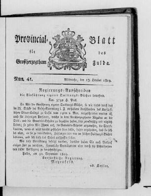 Num. 41, Ausgabe vom 13. Oktober 1819