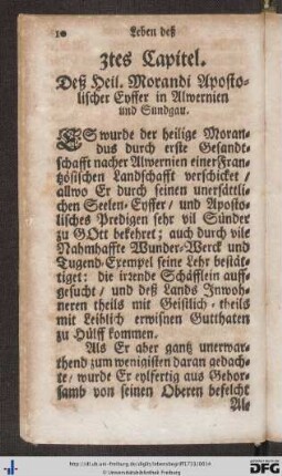 3. Capitel. Deß Heil. Morandi Apostolischer Eyffer in Alwernien und Sundgau.