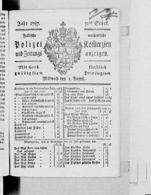 31tes Stück., Ausgabe vom 1. August 1787