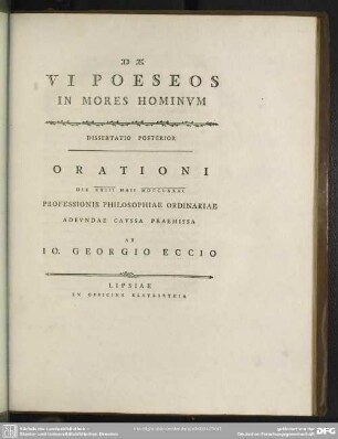 De Vi Poeseos In Mores Hominum