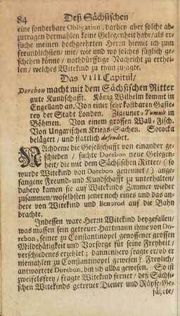 Das VIII. Capitul/ Dorebon macht mit dem Sächsischen Ritter gute Kundschafft. ....