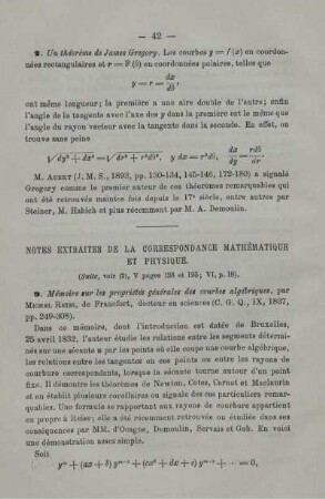 Notes extraites de la correspondance mathématique et physique.