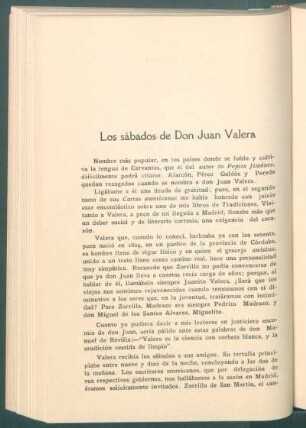 Los sábados de Don Juan Valera
