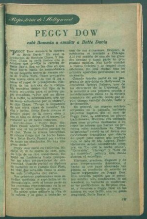 Peggy Dow - está llamada a emular a Bette Davis