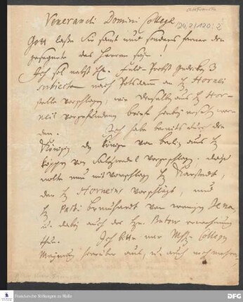 Brief von August Hermann Francke an Jochaim Lange, Paul Anton, Johann Heinrich Michaelis.