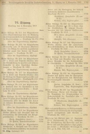 72. Sitzung. Dienstag den 4. November 1919