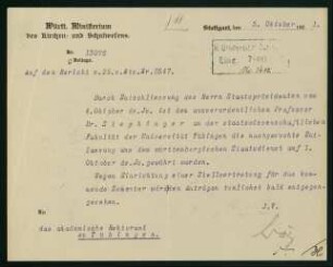 Entlassung aus dem Staatsdienst (05.10.1921)