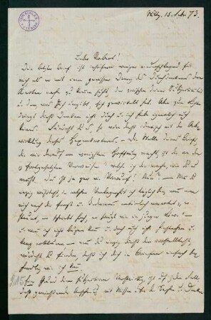 Brief vom 15. Februar 1873