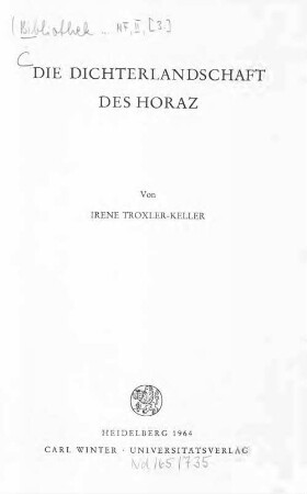 Die Dichterlandschaft des Horaz