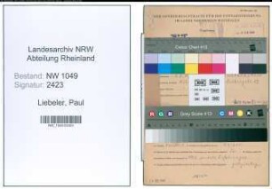 Entnazifizierung Paul Liebeler , geb. 03.07.1909 (Angestellter)