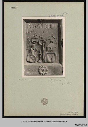 Bronzetür des Westportals : Die Arche auf dem Ararat; Noah als Weinbauer