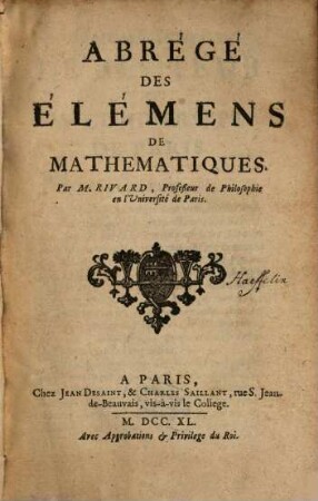 Elémens de Mathematiques