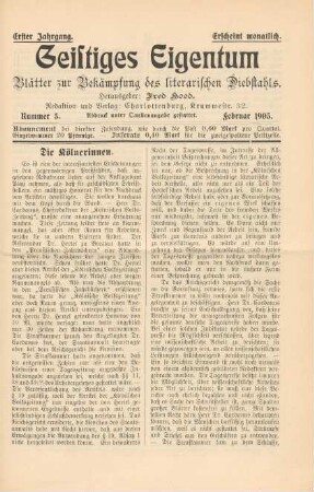 Nummer 5. Februar 1905