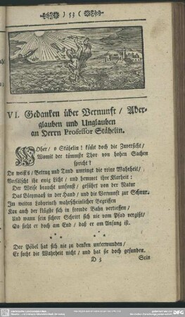 VI. Gedanken über Vernunft, Aberglauben und Unglauben an Herrn Professor Stähelin