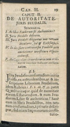 Caput II. De Autoritate. Iuris Feudalis.