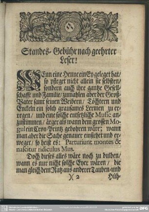 Standes-Gebühr nach geehrter Leser!