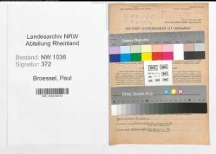 Entnazifizierung Paul Broessel , geb. 07.07.1892 (Kokereiarbeiter)