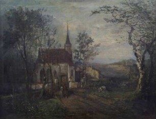Landschaft mit gotischer Dorfkirche