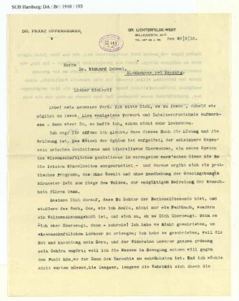Brief an Richard Dehmel