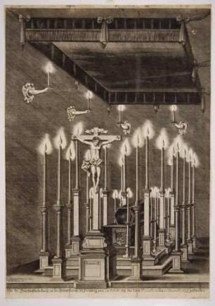 Die Aufbahrung des Leichnams von Kurfürst Johann Georg III. von Sachsen (1647-1691) im Dom zu Freiberg vom 24. Oktober bis zur Beisetzung am 11. Dezember 1691 in der Fürstlichen Begräbniskapelle der Albertiner