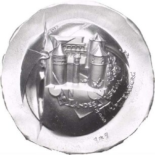 Medaille von Victor Huster auf 150 Jahre Landesmuseum Württemberg (Probeabschlag vom kleinen Stempel)