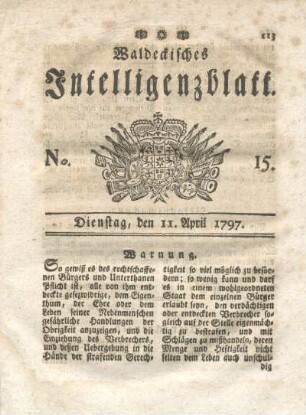 No. 15, Dienstag, den 11. April 1797