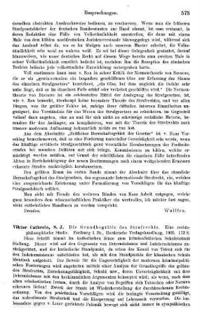573-574, Viktor Cathrein, S. J., Die Grundbegriffe des Strafrechts. Eine rechts-philosophische Studie, 1905