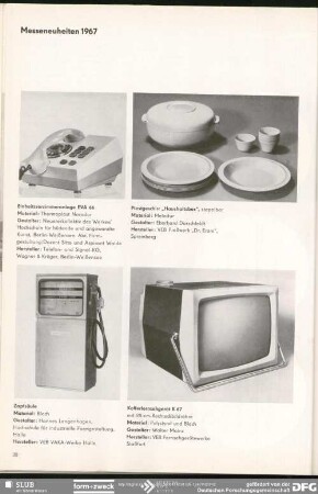 Messeneuheiten 1967 : Produktgestaltung