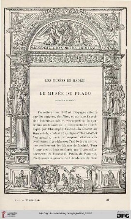 3. Pér. 8.1892: Le Musée du Prado, [1] : les musées de Madrid