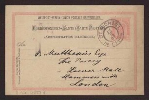 Schreiben an Hermann Muthesius (Postkarte)
