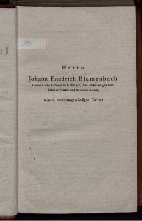 Herrn Johann Friedrich Blumenbach