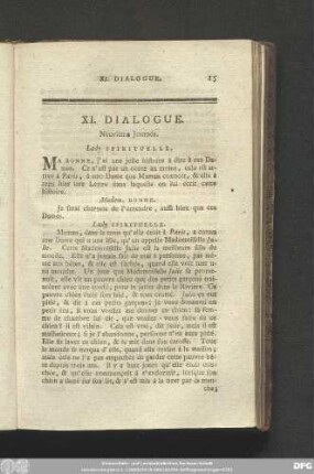 XI. Dialogue. Neuvième Journée.