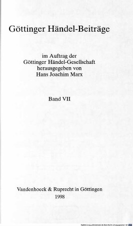 Göttinger Händel-Beiträge, 7