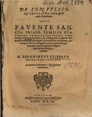 De Convvlsione Sev Spasmo, Eivsqve causis, Propositiones