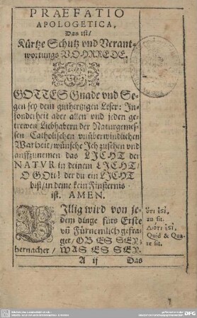 Praefatio Apologetica.