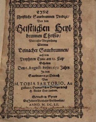 Eine Christliche Saurbrunnen Predigt über Jes. 12