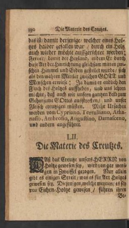 LII. Die Materie des Creutzes