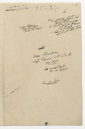 "Geologische Formationen; Letztes Gespräch mit L.v.B. Jun. 1851; Das wichtigste was ich besitze" (nebst weiterer Notizen)